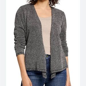 Nic & Zoe Knit Cardigan Sweater black white New size small
